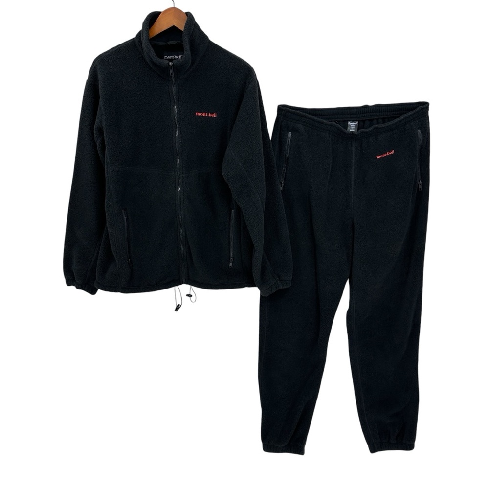 MONTBELL by LANDS END Vintage Fleece Jacket Pants Full Zip USA Black